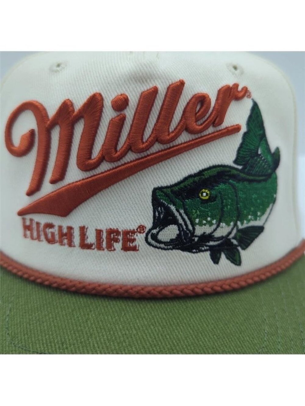 Official Miller High Life Rope Hat Vintage Fishing Bass Beer Promo Snapback Cap - Picture 4 of 8